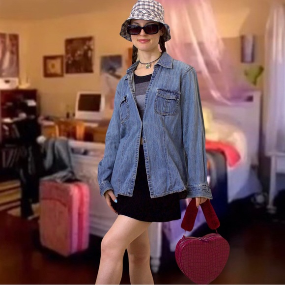 Vintage 90s grunge denim button up shirt - Picture 5 of 15